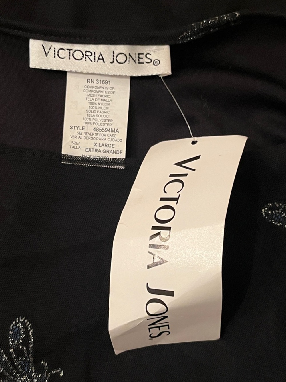 Victoria Jones Black Mesh Top with Silver Dragonfly Embellishments - Picture 12 of 12